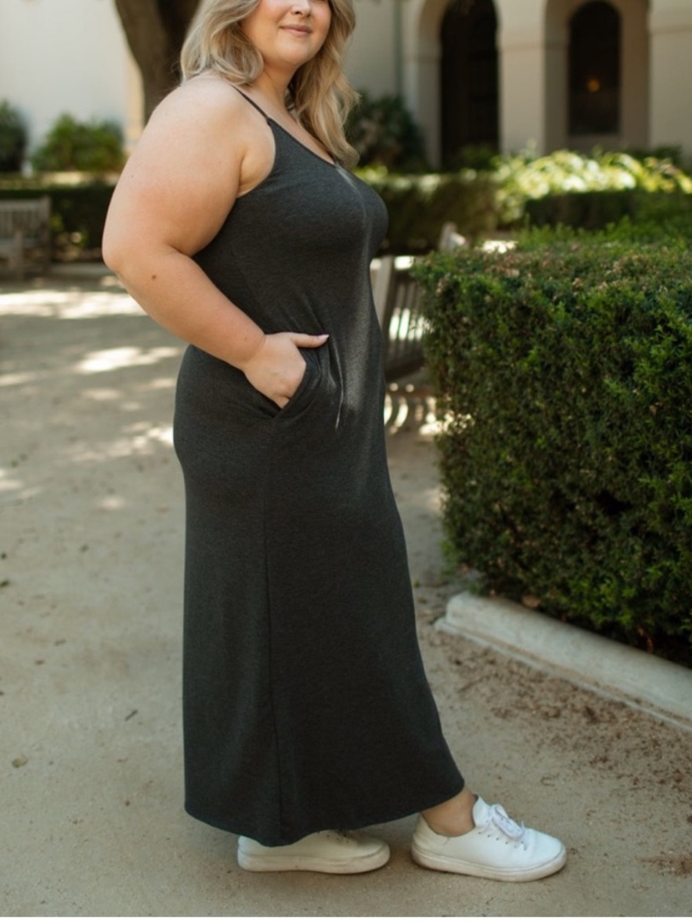 NEW CARLY JEAN LOS ANGELES CJLA Favorite Ribbed Spaghetti Dress Black XXXL - Picture 8 of 8